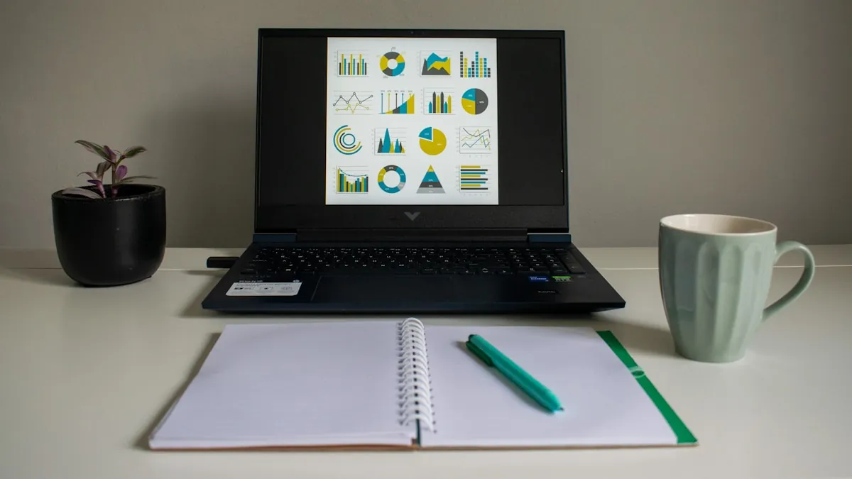 Ordinateur affichant des graphiques pour une formation Excel